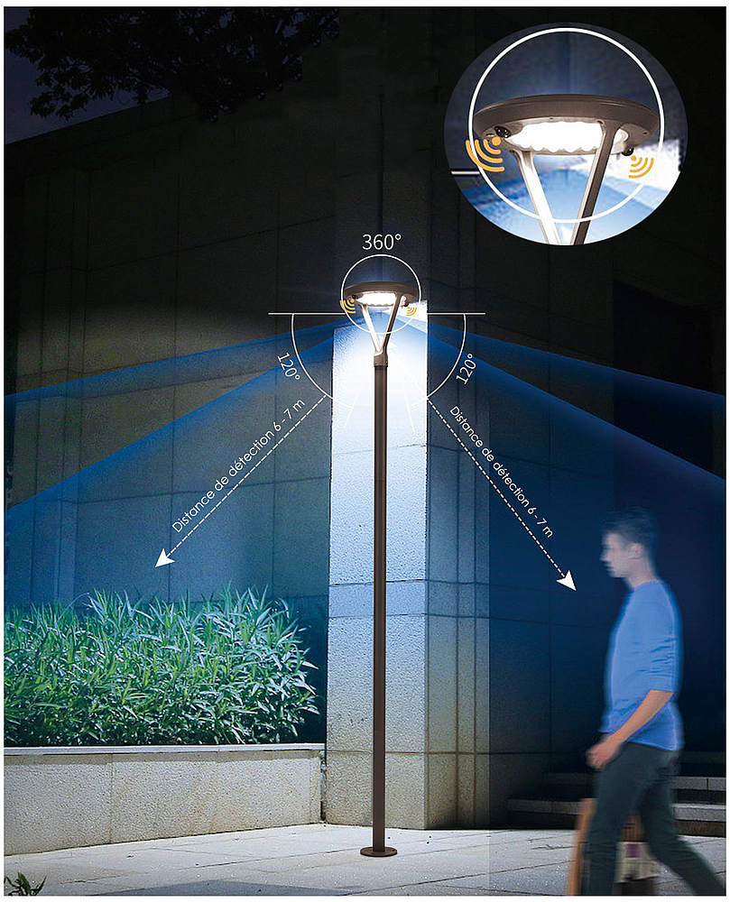 Lampadaire solaire 3000°K